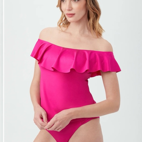 NWT Trina Turk
Women's Monaco Ruffled Off-The-Shoulder Tankini Top size 12 - Picture 2 of 6